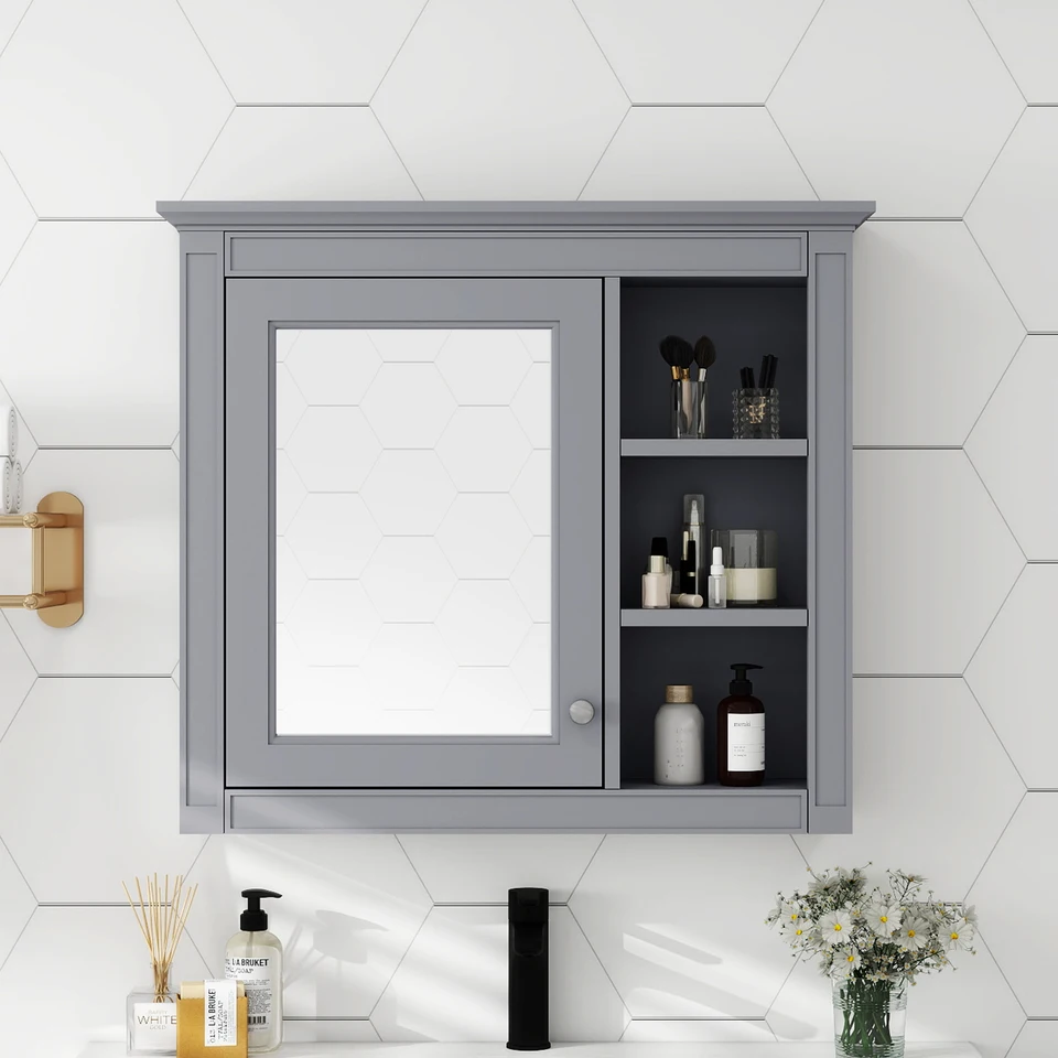 30 x 28wall namontovaná kúpeľňa skladovacia skrinka Moderná kúpeľňa nástenná skrinka so zrkadlovým skrinkou zrkadlová skrinka s Shelv