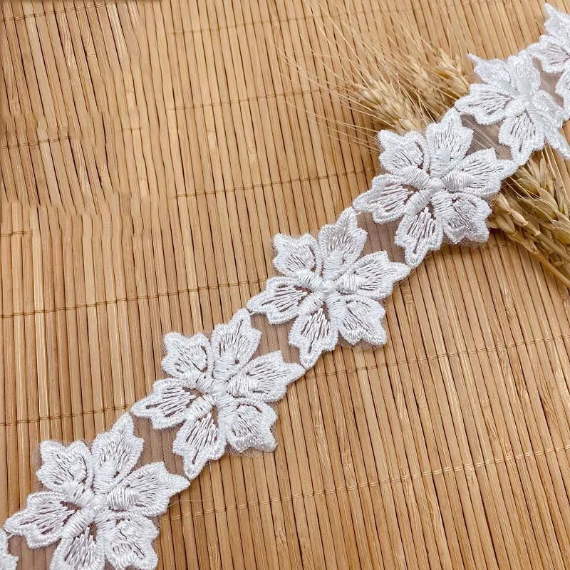 30 yardov biela čipka Tresp Ribbon kvetina sieťovina Tulle vyšívacia čipka čipk