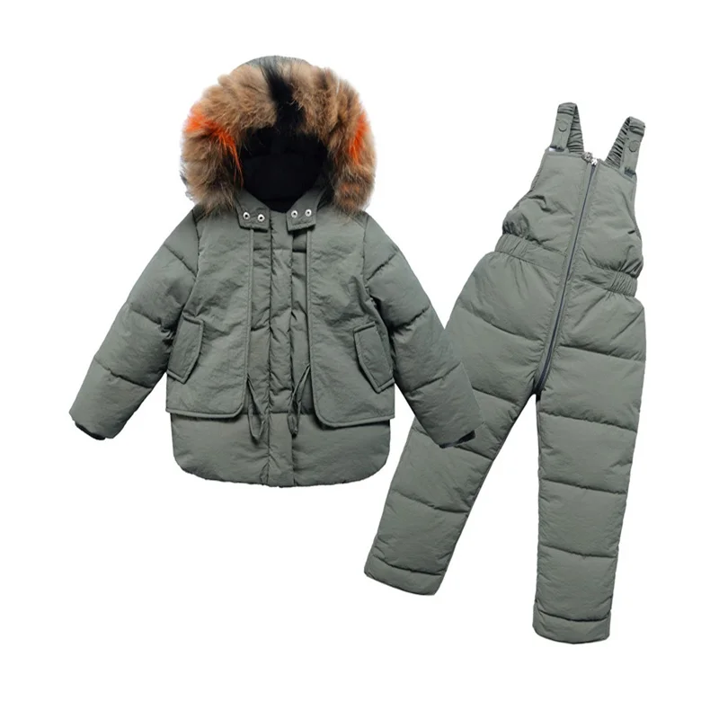-30 ℃ Zima dole dole husté teplé súpravy chlapci dievčatá Dievčatá s kapucňou kombinézy 2 PCS Kids Parka Snow Wear Outfits 2-6 rokov