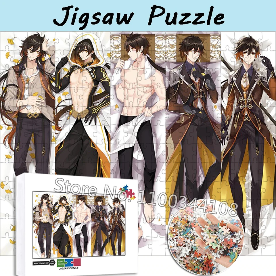 300/500/1000 kusy Genshin Impact Jigsaw Puzzle Čínska anime hra Drevená puzzle Decompression Decompression Decompression Hračky Zbierky hračiek