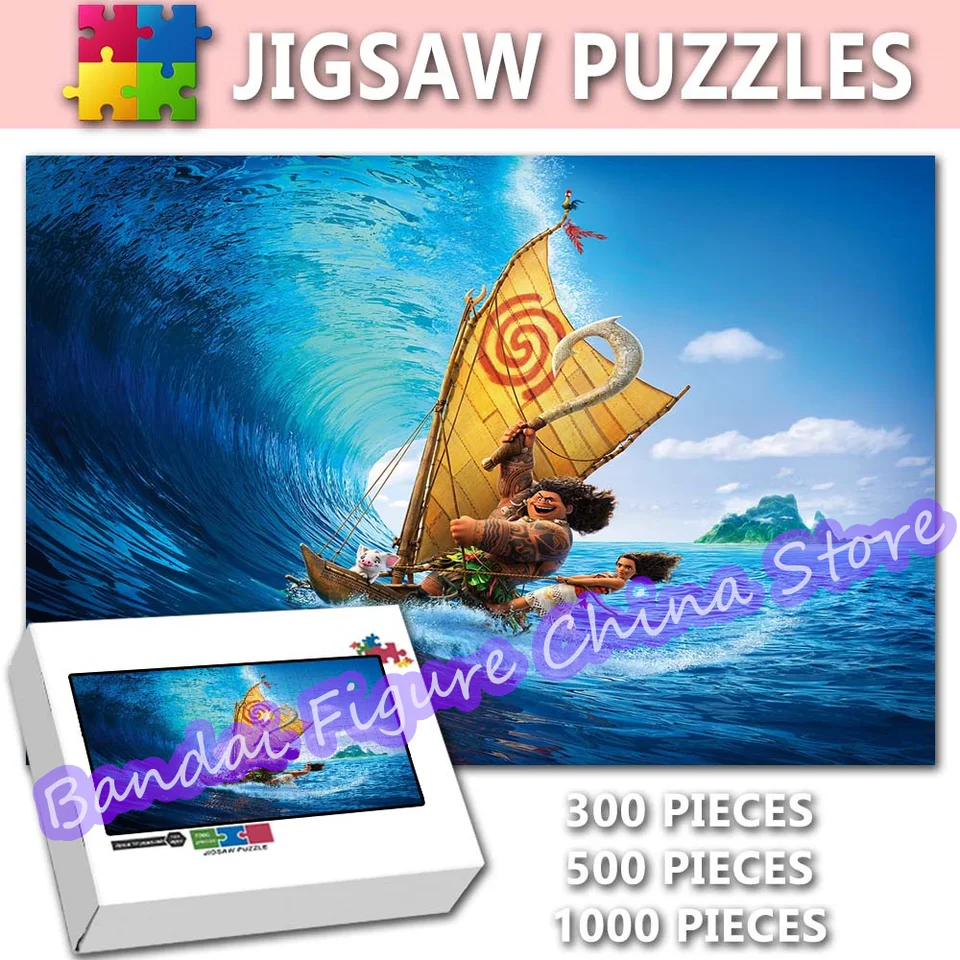 300/500/1000 kusy Puzzle Ocean Adventure Anime Disney Princess Moana Jigsaw Puzzles Detské stresové hračky vianočné darčeky