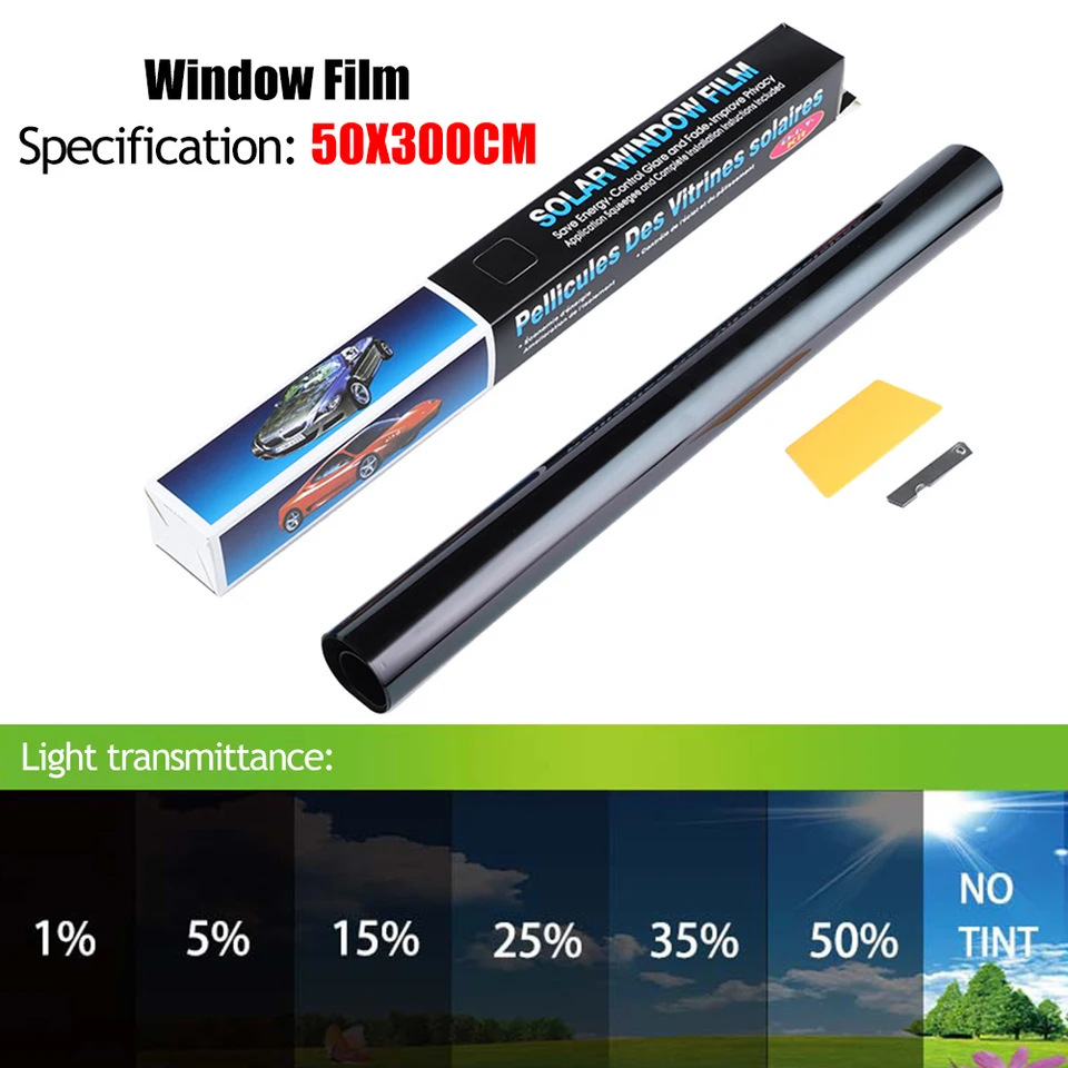 300 cmx50cm čierne auto okenné fólie TONT TINTING FILM ROLL AUTO AUTO DOMOVÉ ZÁSLENIE