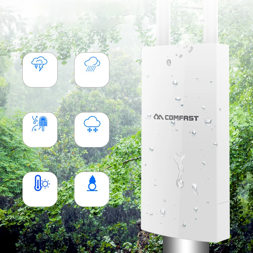 300 Mbps AC1200 Outdoorový prístupový bod Vysoký výkon 2,4G 5GHz Gigabit Router/ AP/ opakovač dlhý dosah WiFi Anténa pre ulicu Garden