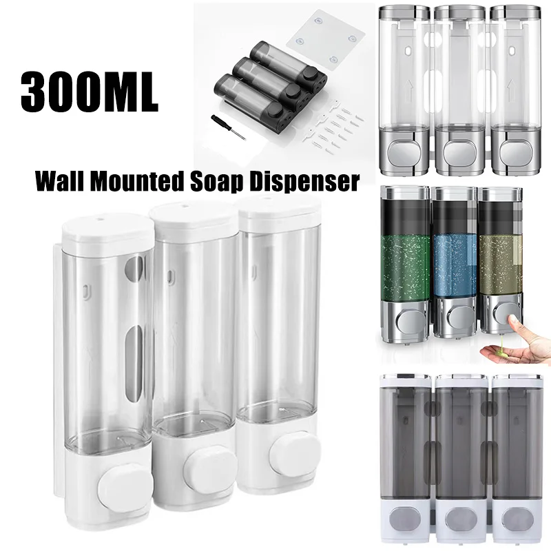 300 ml dvojité/trojité hlavy SOAP DISPENSER RUKOVÉ ZOBRAZENIE WALLITOVANÝ PRESS DISPENSER Family Hotel Sprchovací gél šampón