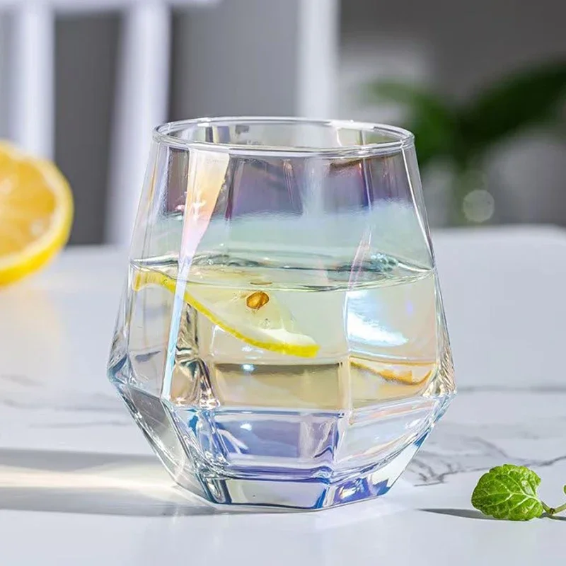 300 ml hexagonálne sklo Kreatívne oslňovanie Transparentný domáci bar KTV cudzie víno vodné sklo Kávové hrnčeky