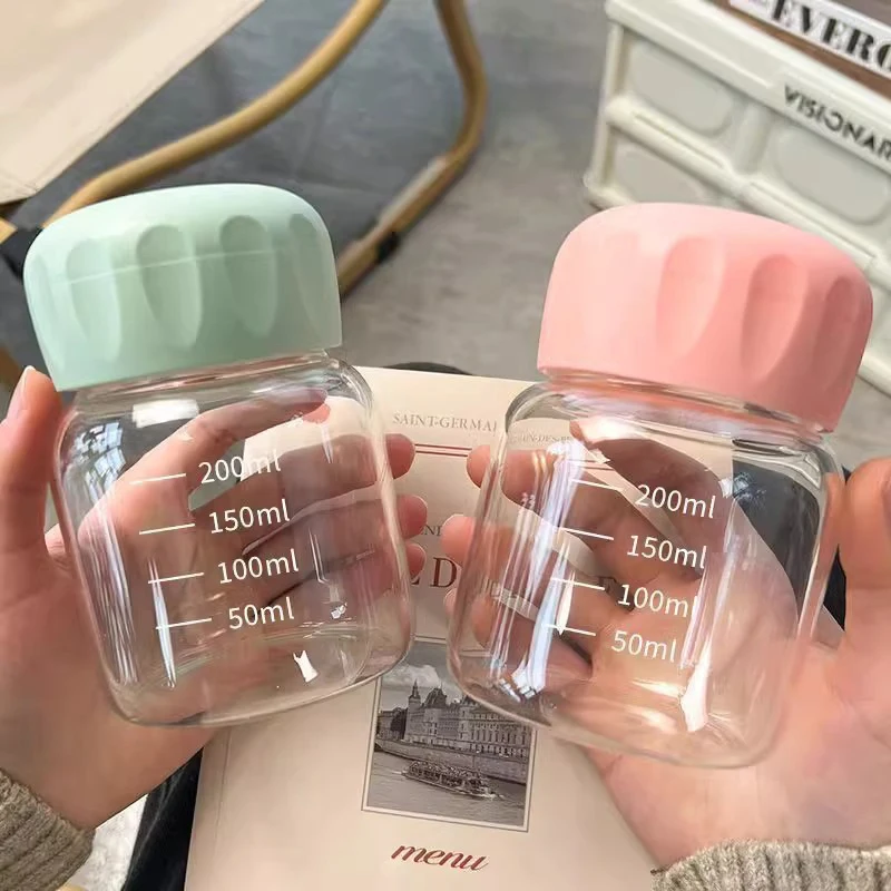 300 ml s vysokým obsahom borosilikátového skleneného pohára s priehľadnou mierkou s mierkou Mini Fat Cup Prenosný šťava hrnčekový nádoba na nápoj