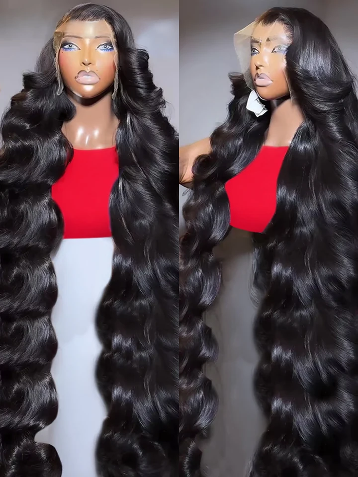 300% Vysoká hustota Humanské vlasy Vlasy 13x6 HD Body Wave Lace Lace Čelná parochňa 40 46 palcov Body Wavy 13x4 360 Plné čipkové predné parochne pre ženy