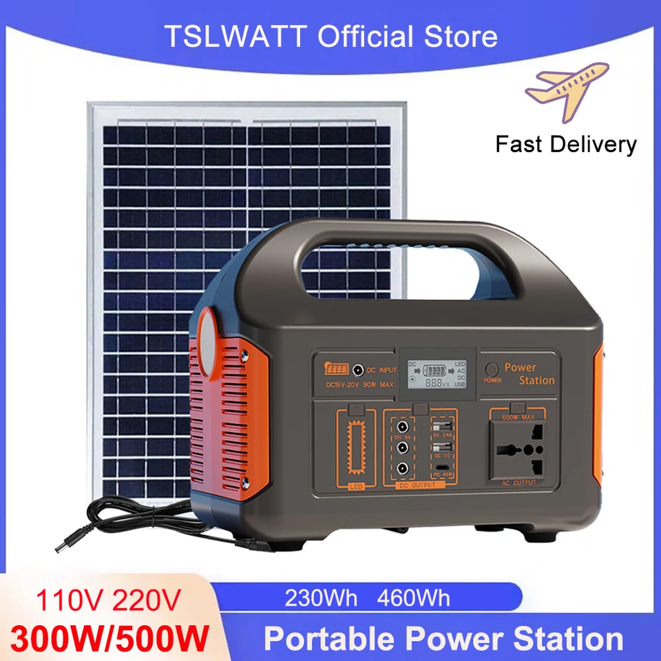 300 W 500W Prenosná elektráreň 460WH Solar Generátor 110V 220V Kempingová solárna nabíjacia stanica Námorníctvo Energy Storage Dodávka