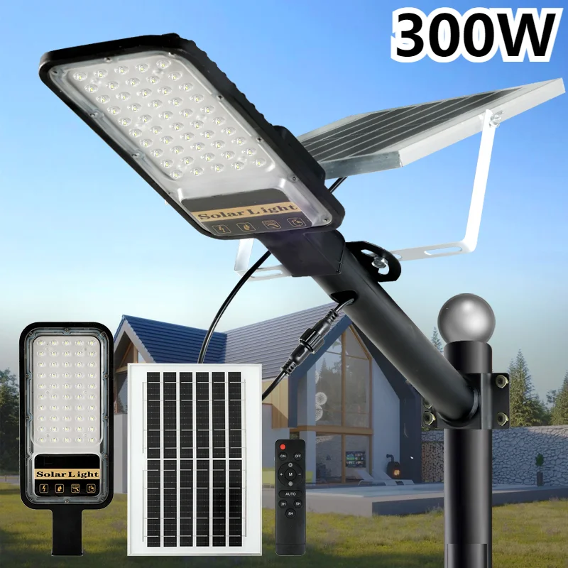 300 W hliníkové solárne svetlo vonkajšie super svetlé vysoko účinné solárne panel Svetlo vodotesný stlmený vonkajší solárny nástenný žiarovka