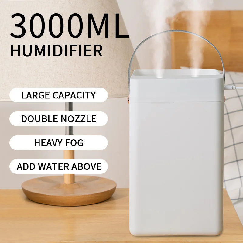3000 ml USB Air Humidifier Double Spray Port Esenciál Olej Aromaterapia HOMICIDORADOR COOL MACK MAKER