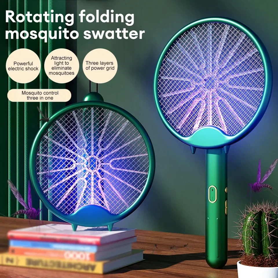 3000 V Elektrická raketa komárov Kviliev komárov Killer Lamp USB Nabíjateľná skladacia zložitá repelentná lampa Swatter Swatter Swatter Swatter