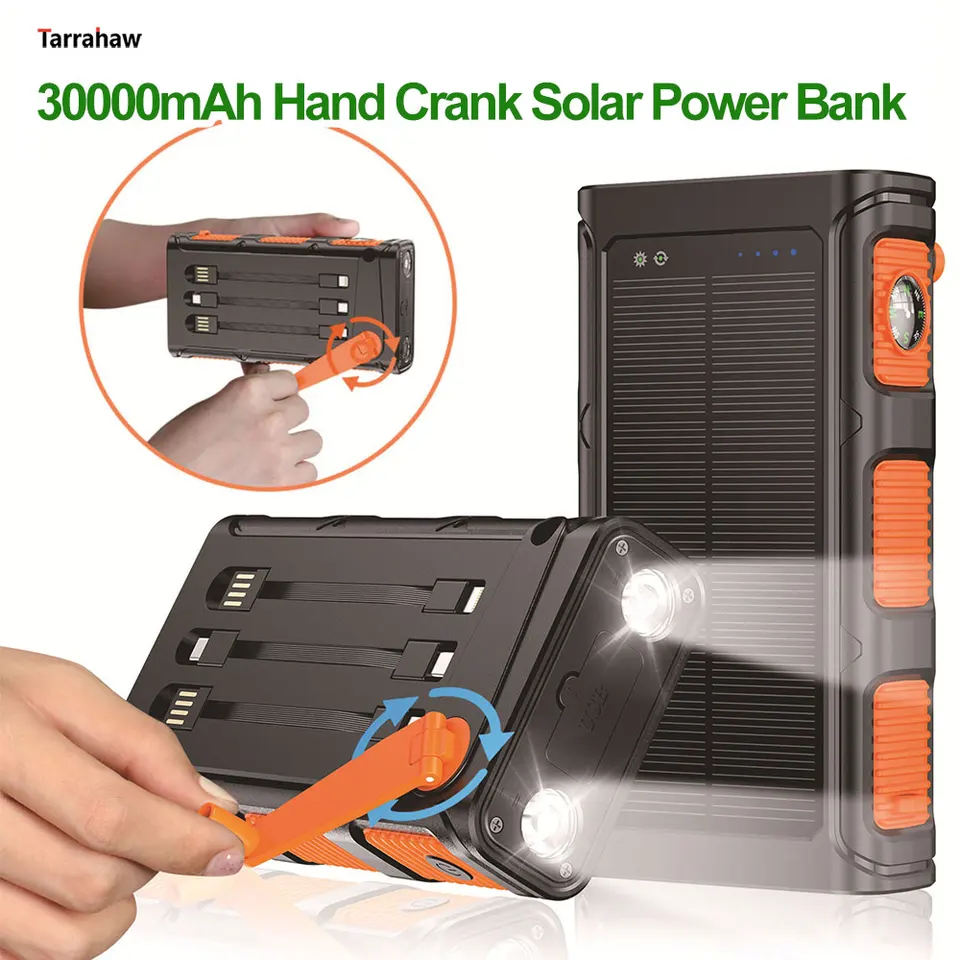 30000 mAh solárna energia Banka PD20W Externá batéria Rýchle nabíjanie Powerbank pre iPhone 13 Huawei Xiaomi Prenosná ručná nabíjačka ruky