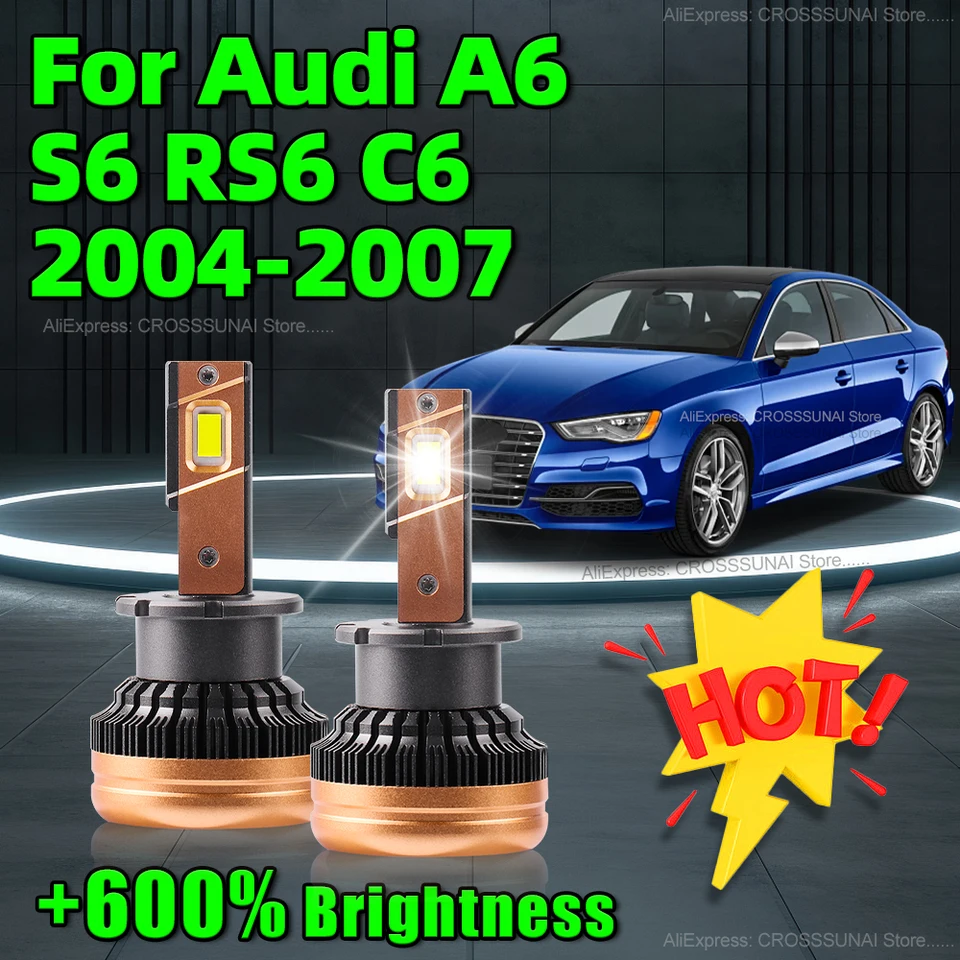 30000LM svetlomety Upgrade LED žiarovky Canbus D2S CAR LIGHT 6000K CSP čipový lampa pre Audi A6 S6 RS6 C6 2004 2005 2006 2007