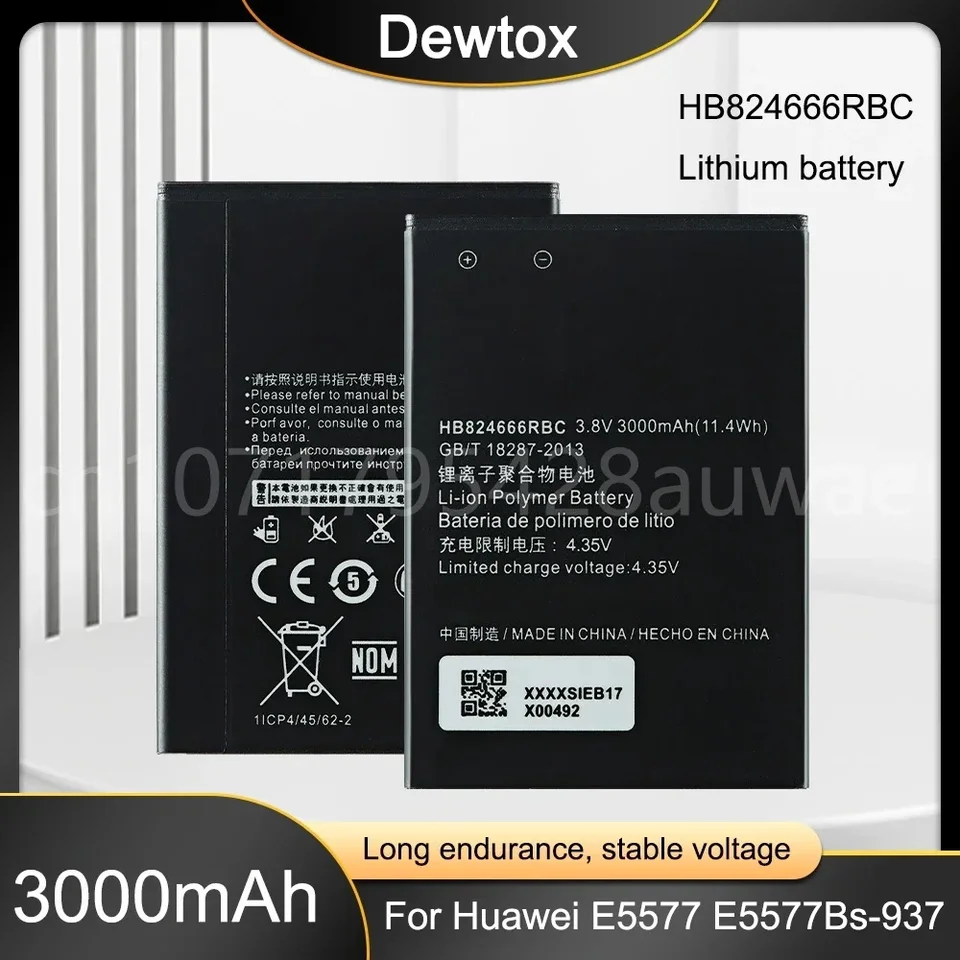 3000MAH HB824666RBC Výmena telefónnej batérie pre Huawei E5577 EBS-937 WiFi Router Nabíjateľná li-iónová batéria