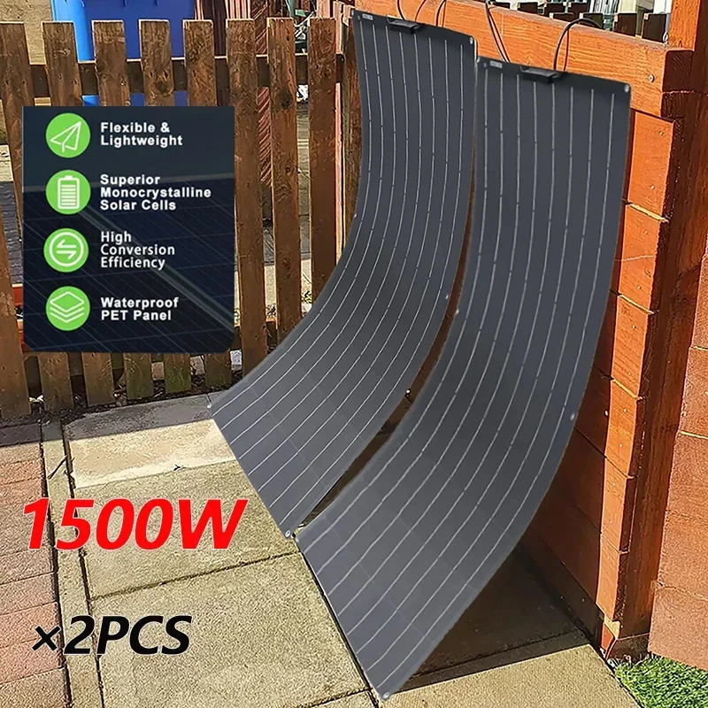 3000W 1500 W Solárny panel 1000W Solar High Efficiencia Prenosná energia Flexibilné nabíjanie Outdoorové solárne články pre domáce kempovanie