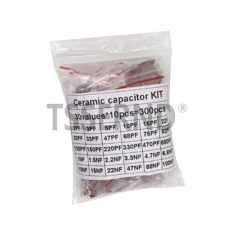 300ks keramický kondenzátor set balíček 2pf-0.1uf 30 hodnôtx10pcs Elektronické komponenty balíček kondenzátor s rôznou súpravou vzorky DIY