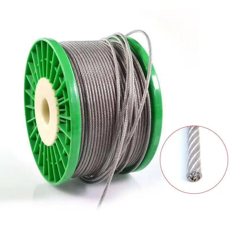 304 drôtené lano z nehrdzavejúcej ocele s čírym plastovým pokrývaním PVC 0,6 0,8 1 1,2 1,5 2 3 4 5 6 8 10 12 mm