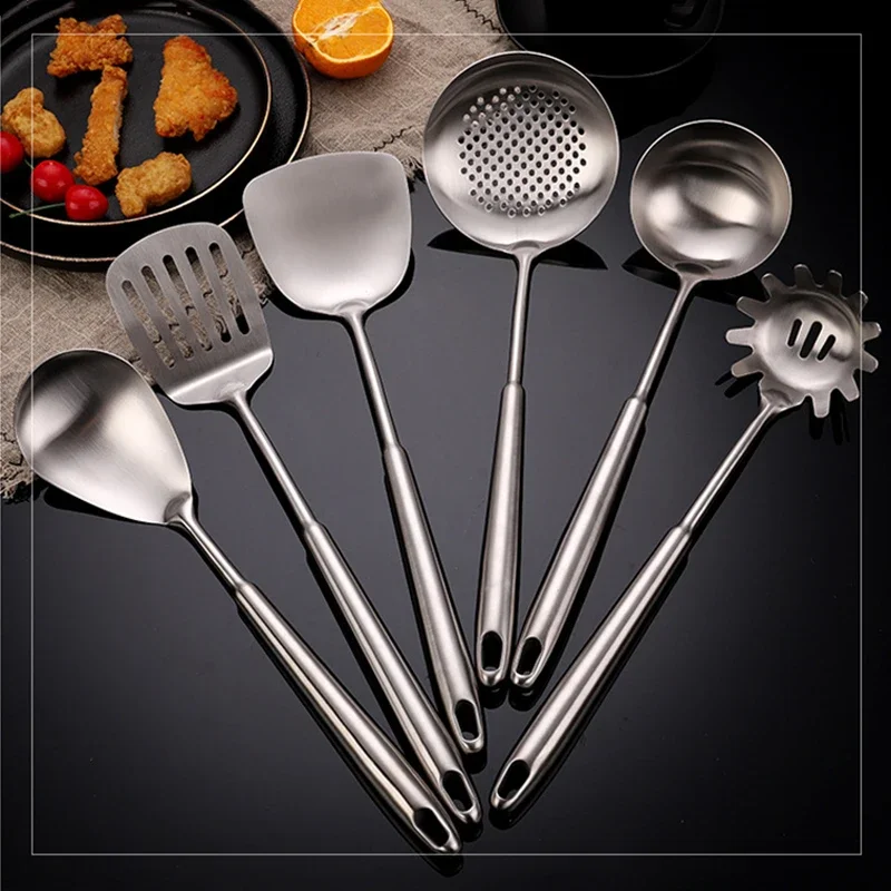 304 Nerezová oceľ 7ks varenie riadu kuchynský riad set 304 Spatula Spoon Spoon Coander Fraing Práškový riad s riadom varenie náradia