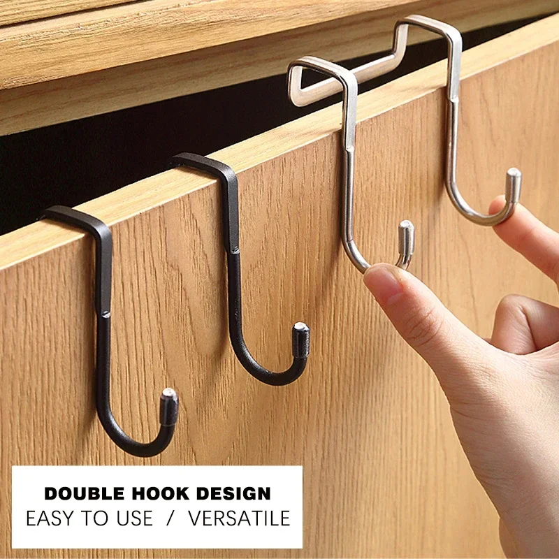 304 Nerezová oceľ Hook Free Punching Double S-Thape Hook Kitchen Kúpeľňa kúpeľňa Skrinka Dvery Typ Coat Storage Storage Zámik na uteráky