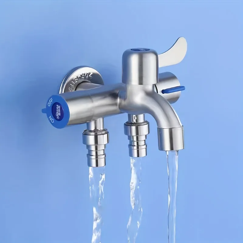 304 Nerezová oceľ One-in-in-out s tromi reguláciami Multifunkcia práčky Faucet Water Vodný ventil Multi-hlava kúpeľňový faucet