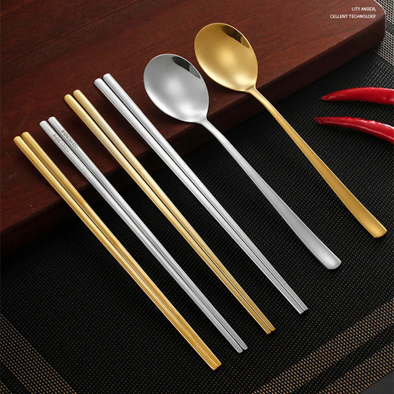 304 Nerezová oceľ Čínske paličky Zlato strieborná lyžica Spoon Food Nodles Sushi Paych