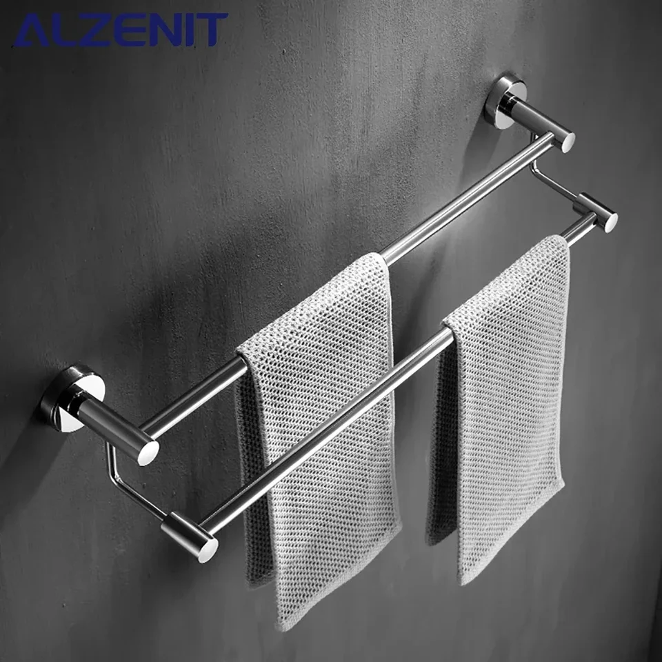 304 Nerezová oceľový bar Dvojitý rebrík zrkadlo Chrome Rack Wall Mount Shower Sprchova koľajnica držiak kúpeľňa Držiak príslušenstvo