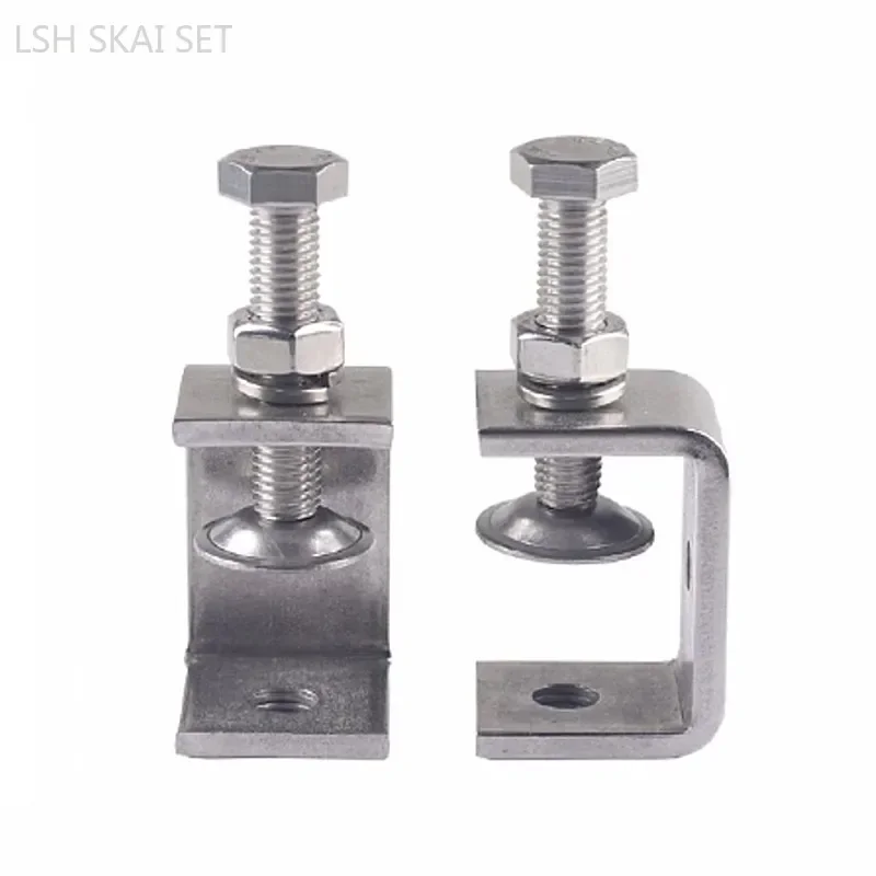 304 Nerezová spona nastaviteľná C-Clamp Square Oceľová potrubná svorka Hexagonálna skrutka Hardware s nástrojmi