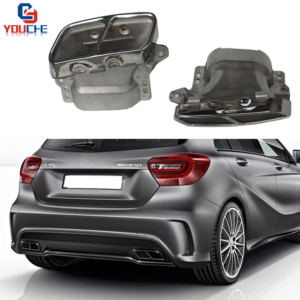 304 Nerozdúrové výfukové špičky 4-výstupné koncové potrubie pre Mercedes A W176 CLA trieda W117 GLA X156 s balíkom AMG 2013 +