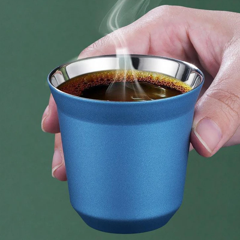 304 z nehrdzavejúcej ocele dvojvrstvová kávová šálka izolovaného čaju šálka piva šálka maľovaná espresso šálka vonkajšia prenosná kapsula kávová šálka