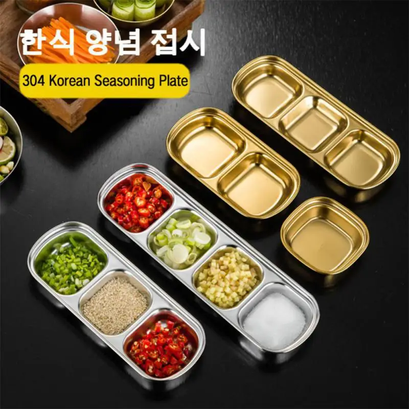 304 z nehrdzavejúcej ocele Kempingová tanier podnosová omáčka Disky korenia dosky korenie pečená mäsová omáčka misky BBQ Taľ