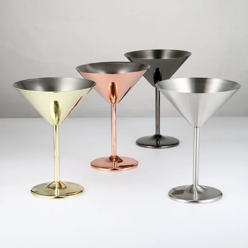 304 z nehrdzavejúcej ocele Martini Cocktail Glass Glass Champagne Goble Goblet Pohár ružového zlata Prispôsobený dizajn karaoke bar kovové náter
