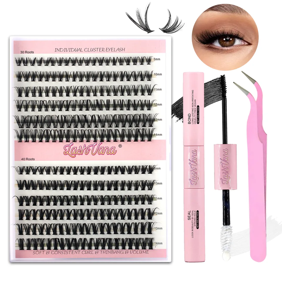 30D40D jednotlivé riasy Kit Prírodné dlhé domáce zvieratá Klastre Riká s riasami a tesneniami súpravy na predlžovanie make -upu Faux Cils