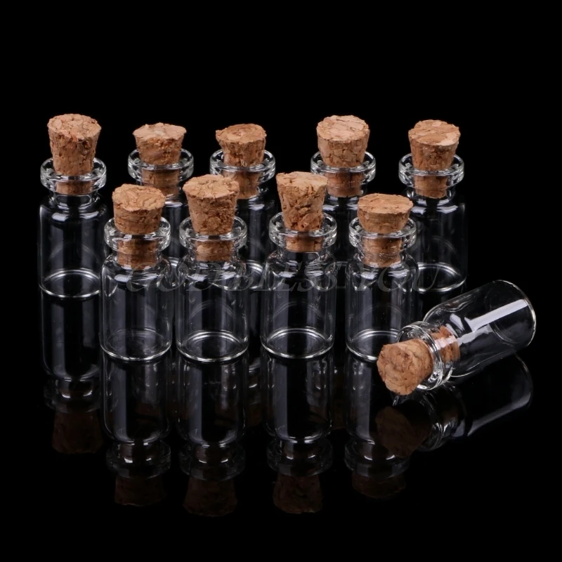 30ks 0,5 ml Mini Malé drobné číre zátka pre korokové zátky sklenené fľaše Vial Wholesale Drop Shipping