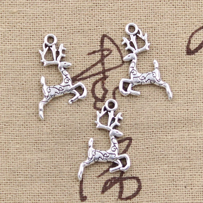 30ks kúzla Vianoce Sika Deer 22x14 mm starožitné bronzové strieborné prívesky