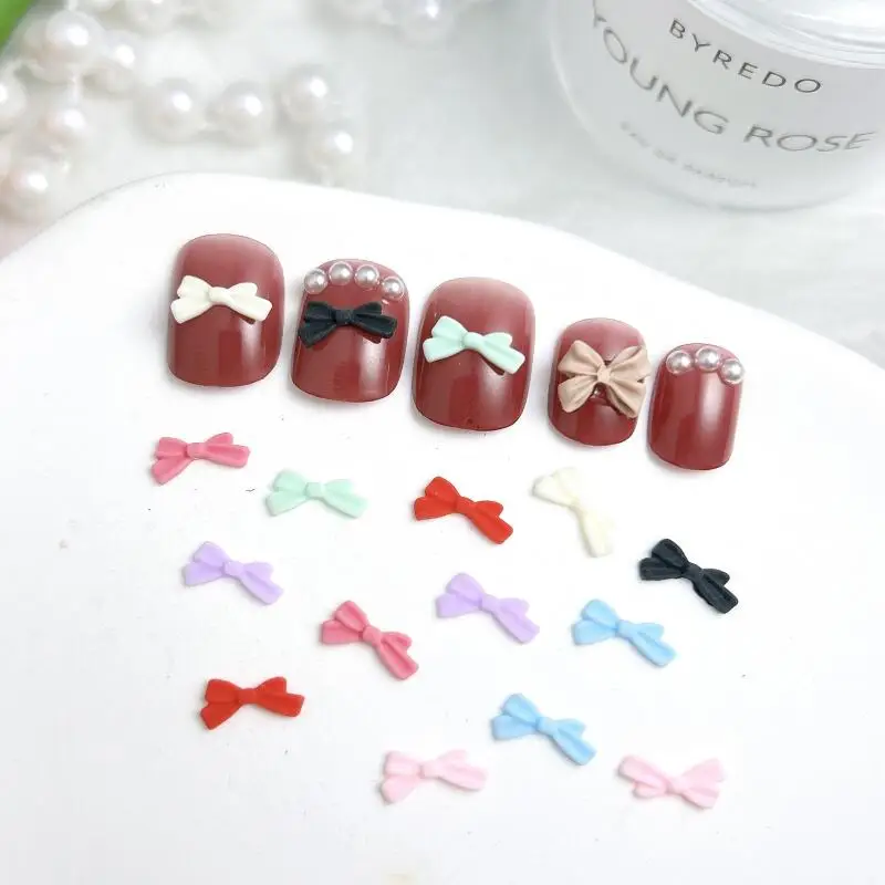 30ks macaron farebné luky nechty kúzla živica nepravidelný mini bowknots nechty dekorácie na výrobu DIY Press na nechty vzory