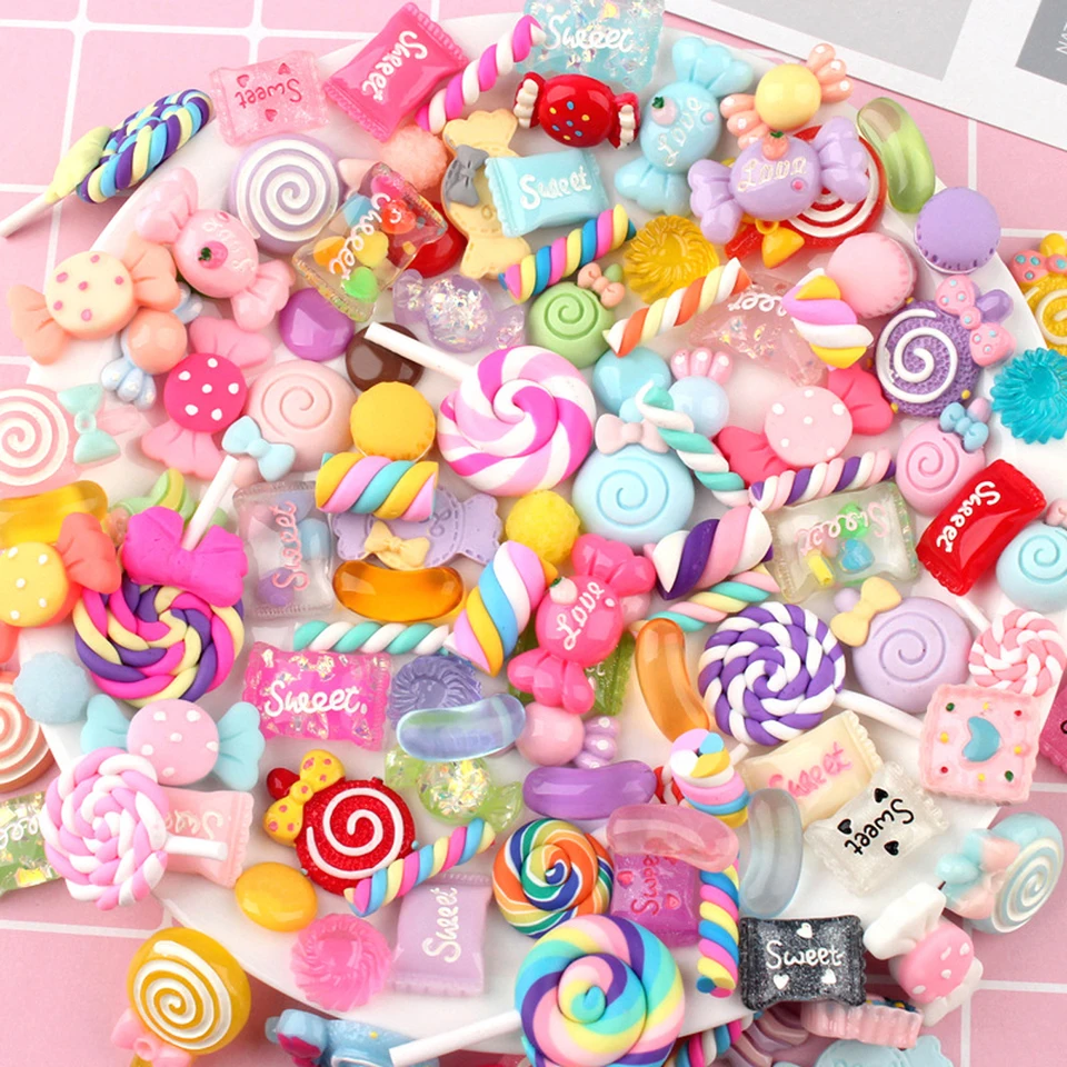 30ks náhodné cukrovinky Slime Charms Cute Set zmiešané živice Sweets Flatback Slime Výroba dodávok pre výrobu remesiel pre domácich majstrov a DIY