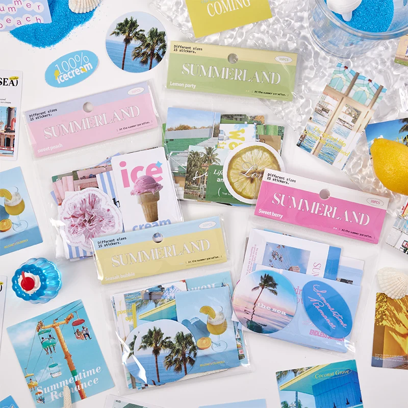 30ks roztomilé letné nálepky ins dekorácie v štýle scrapbooking denník album DIY Journal Photocard Kawaii Stationery