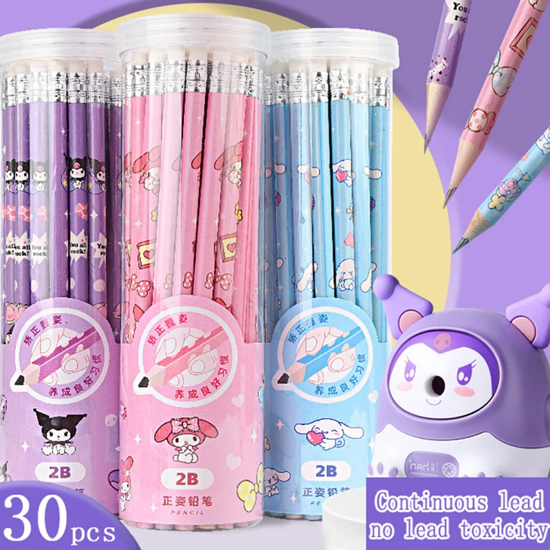 30ks sanrio 2b ceruzka s gumou ceruzkou orezávača Kurom Cinnamoroll Melody Student