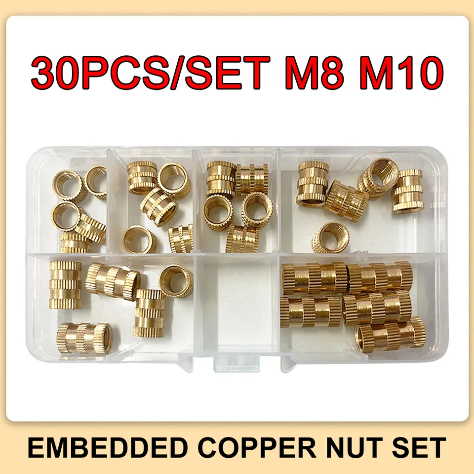30ks/set M8 M10 BRASS KNURED