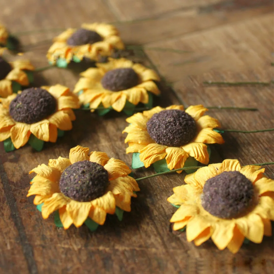 30ks/veľa umelých dekorácií slnečnicové kvety pre darčekové krabičky DIY DECON DECORE KVETY KVETY PRE SRABLOBOCKING LACK MINI DAISY A3939
