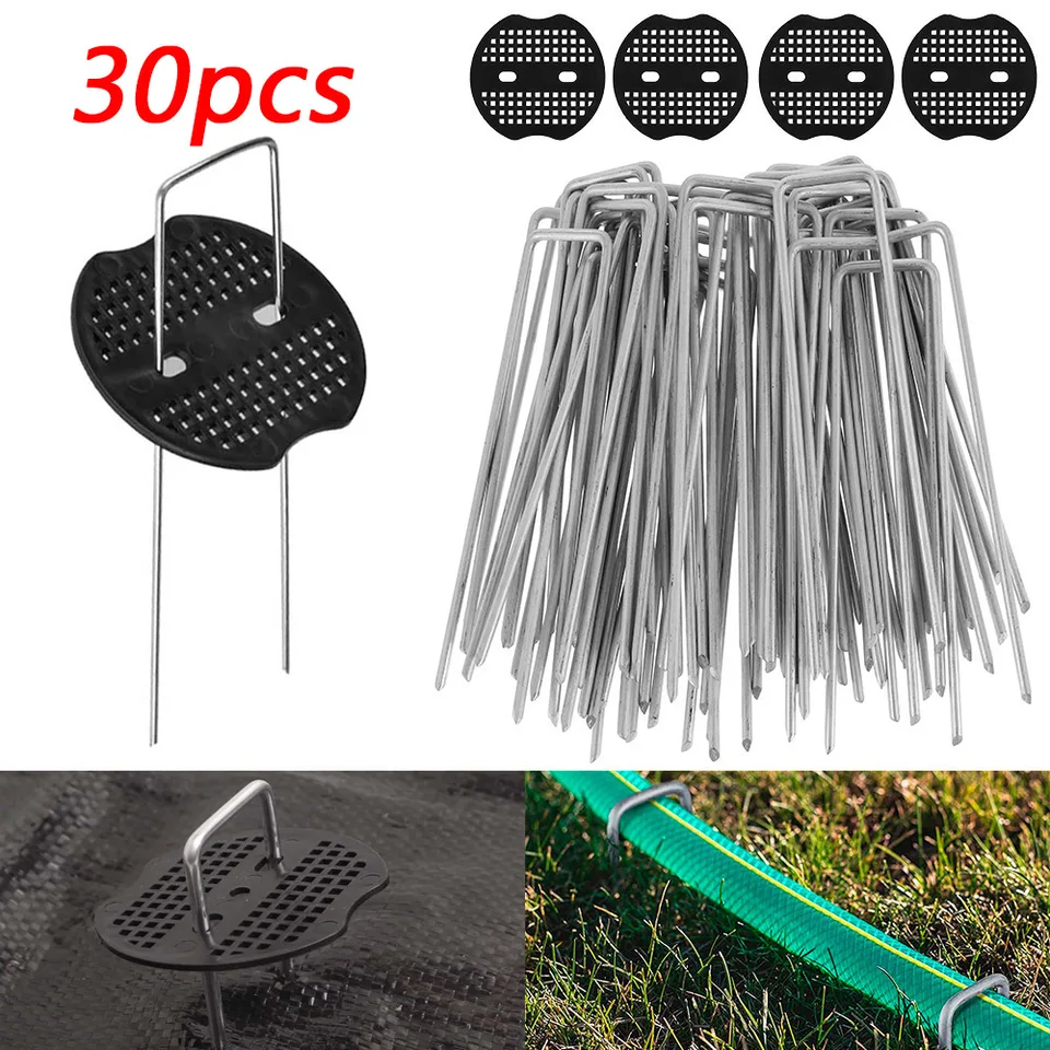 30ks záhradné nechty Záhradný trávnik Turf Pin Upevňovací nástroj Kovové kovové klince v tvare buriny v tvare U vhodný pre podlahové rohože s tekvicou