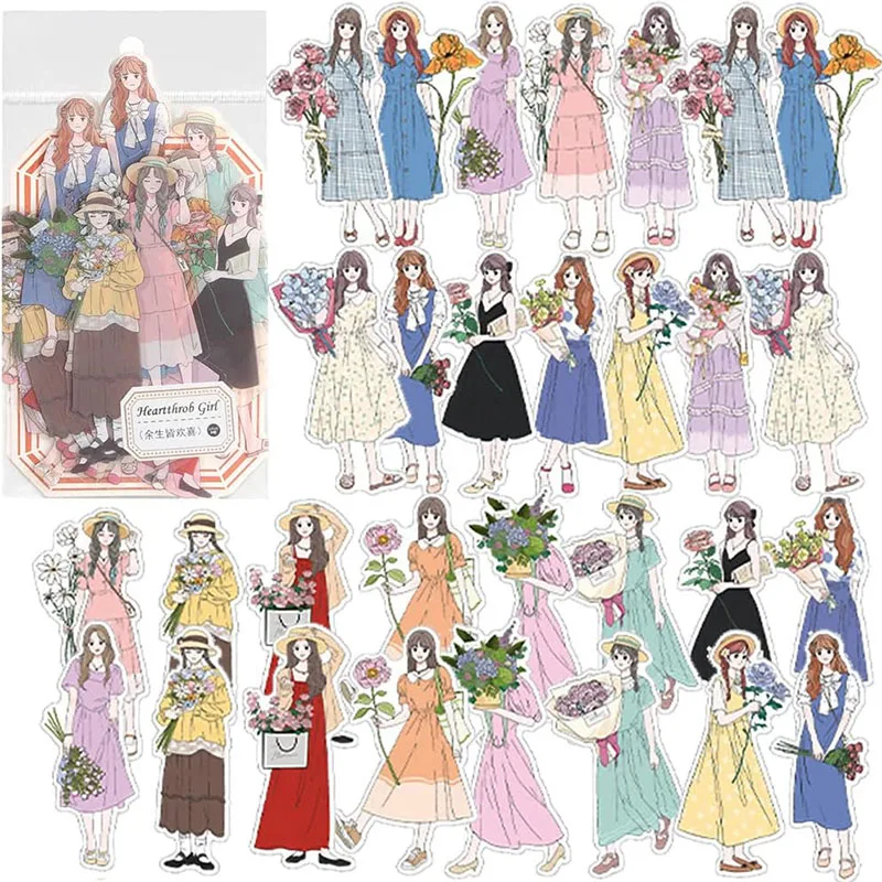 30ks ľudí nálepky Fashion Girl Sticker Heartthrob Girl Scrapbook Journal Stickers Transparent Sticker pre scrapbooking Journ
