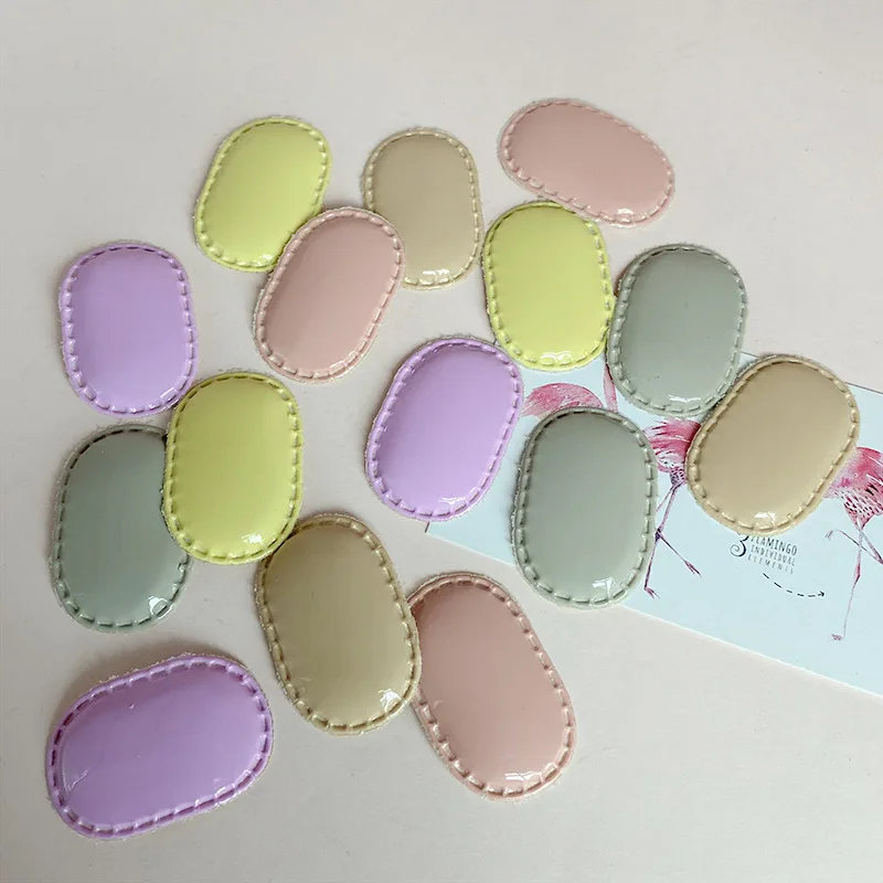 30ks/šarža 3,8*2,5 cm PU BB Clip Cover Polded Appliques bez klipu pre DIY ručne vyrábané príslušenstvo k klipom na vlasy