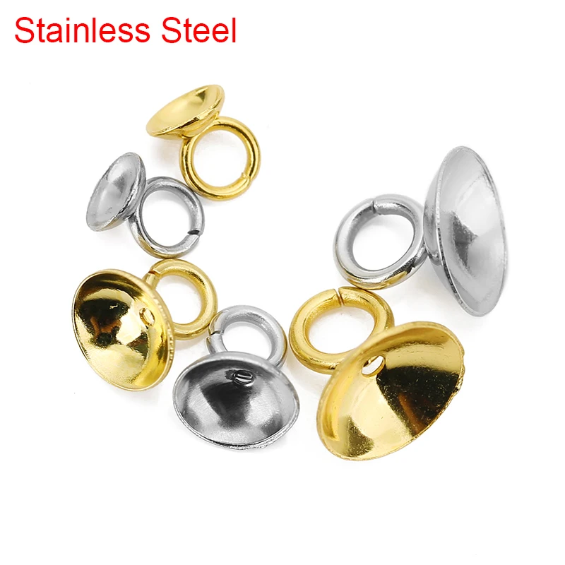 30ks/šarža perla Pendant Connector Connector Bail Flasps 4 mm 6 mm 8 mm z nehrdzavejúcej ocele Caps
