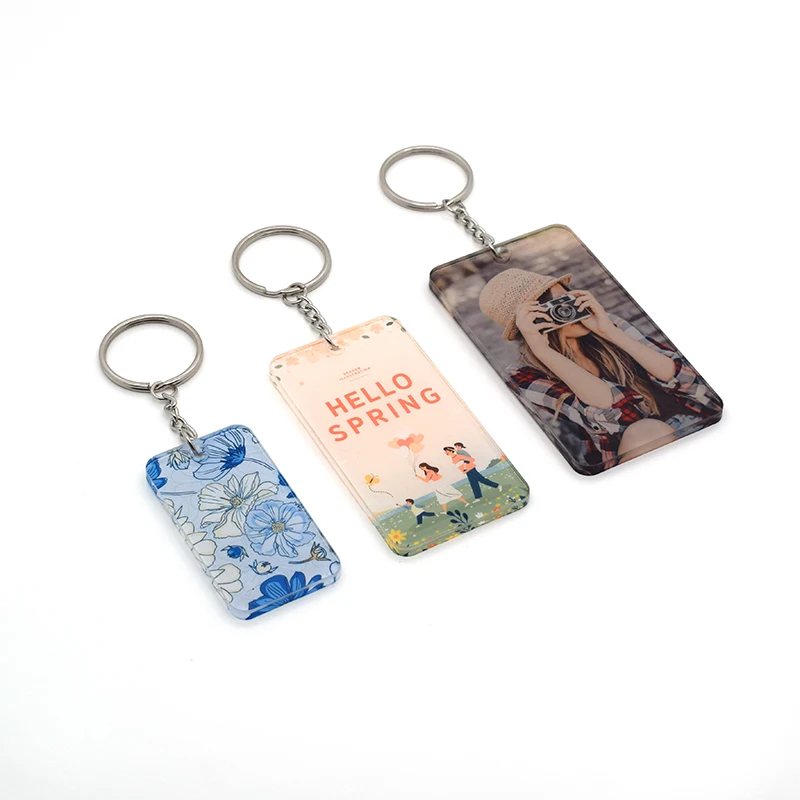 30ks/šarža sublimácie Ploty obdĺžnika akrylového keychainu tepelný tlačový prsteň Key na Vianoce/tašku Decor/DIY Craft
