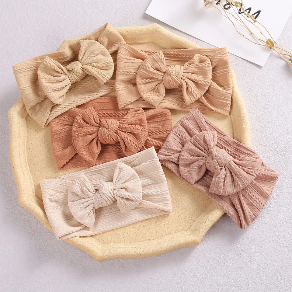 30pc novorodenecký kábel pletený rebrovaný dieťa nylonové čelenky viazané Turban Hair Lhow hlava zábaly pre deti dievčat