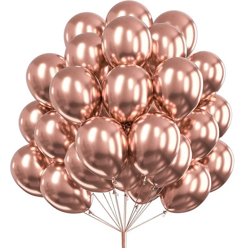 30pcs 10 palcov Chrome Rose Gold Metallic Balóny Balóny Party Kartures Birthday Svadba bakalárska výzdoba dospelých výročie