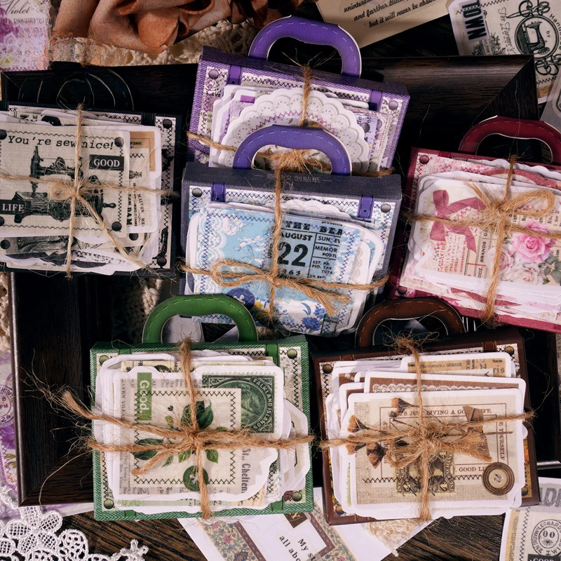 30pcs/box Washi nálepky na šitie ručne vyrábané téma retro literárne DIY Artistic Scrapbook Journal denník Dekoratívne koláže