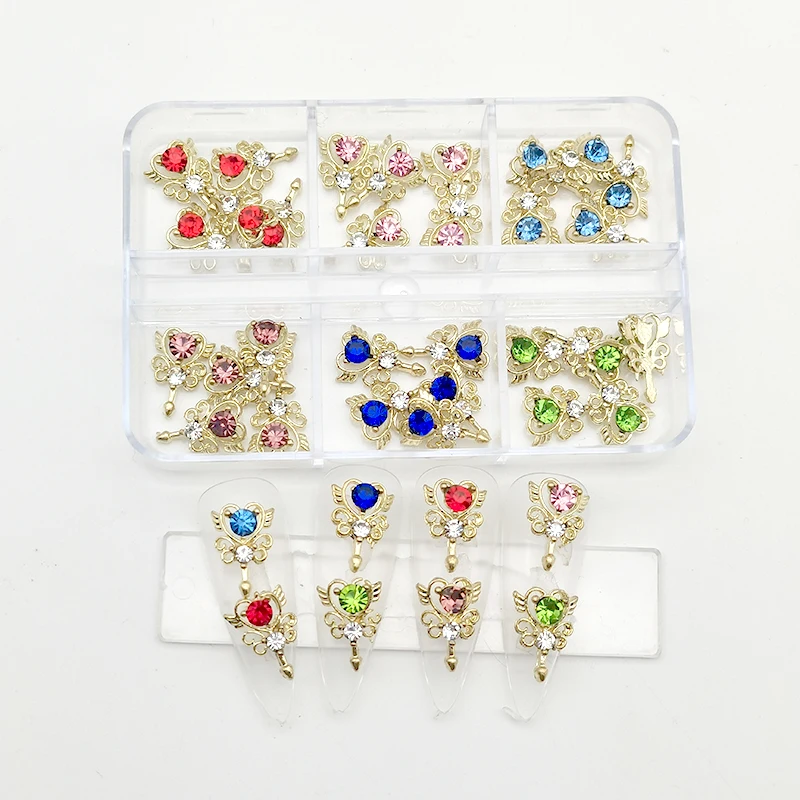 30pcs Crystal Nail Reminestones Magic Wand Warriors Heart Planet Planet Karty Kúzla šperky diely drahokamy na nechty dekorácie Doplnky