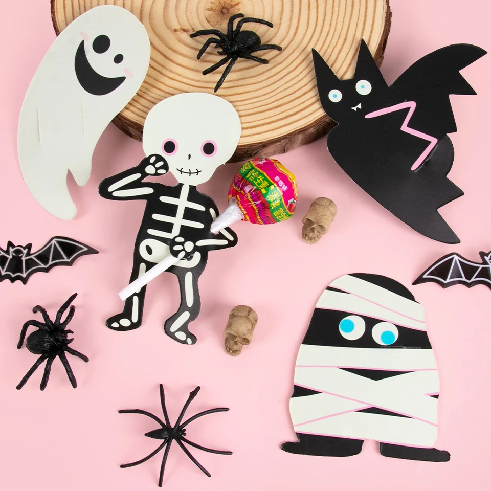 30pcs Halloween Candy Balíčka Pumpkin Ghost Skull Lollipop Držiteľ karty Trik alebo Treat Halloween Decoration Darčekové potreby